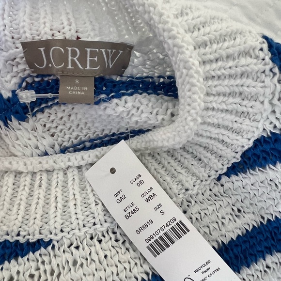 J. Crew Blue and White Crewneck Striped Sweater NWT S - Picture 6 of 6